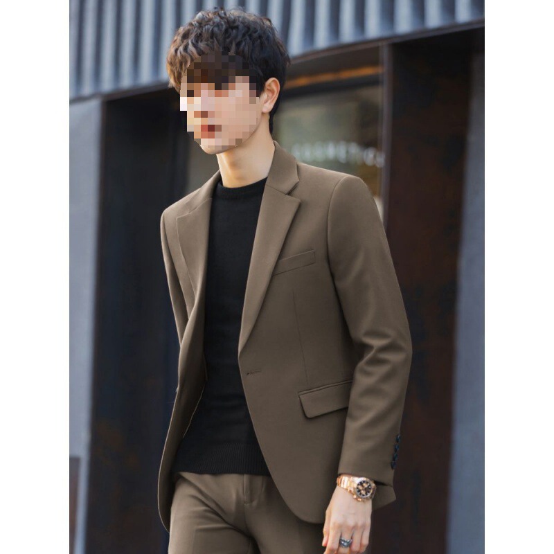 Solid Color Korean Style Small Suit for Men in Spring and Autum, Slim Fit, Handsome Casual Small Suit Jacket, Trendyy Light and Mature Jacket
