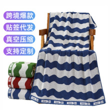 纯棉色织提花沙滩巾全棉a类大浴巾 游泳酒店吸水欧美跨境条纹浴巾