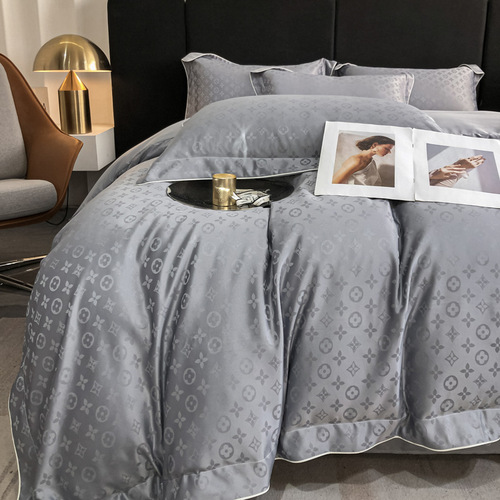 Manufacturer wholesale light luxury four-piece bedding set, bed sheets, quilt cover, home fitted sheet, washed jacquard dormitory three-piece set