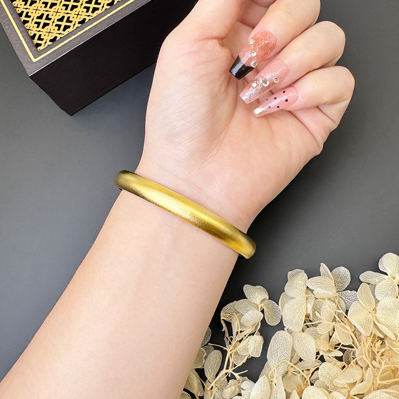 Antiguo oro vietnamita baifu esmerilado pulsera mate Fu caracter herencia de aleación de cobre mujer larga pulsera no desvanecerse al por mayor