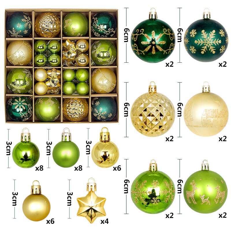 Christmas Ball Set Christmas Tree Decoration Hanging Ball 44 Pieces Christmas 6cm Christmas Decoration Ball Cross-Border Wholesale Christmas Ball Set Christmas Tree Decoration Hanging Ball 44 Pieces Christmas 6cm Christmas Decoration Ball Cross-Border Wholesale