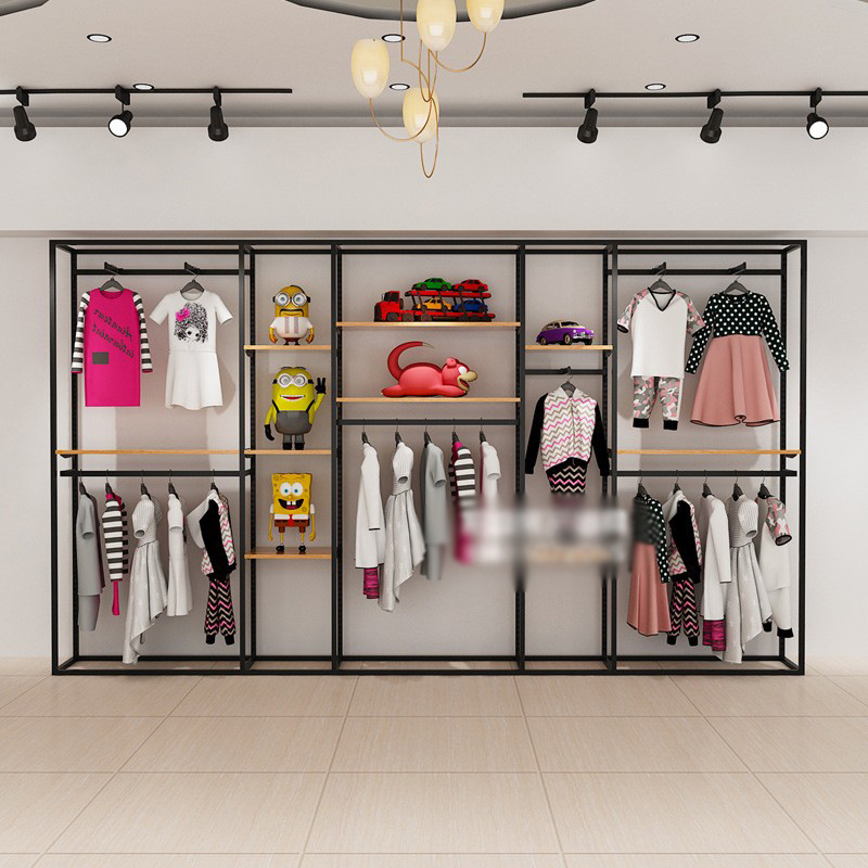 Exhibidor de Ropa para Niños, Estantes de Combinación Libre, Diseño de Exhibidor de Pared o de Pie, Estante, Perchero, Soporte de Exhibición