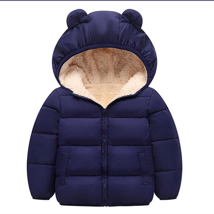 2021 Invierno nueva ropa de algodón acolchado de Cachemira para niños y niñas Orejas de conejo engrosadas ropa acolchada de algodón para niños