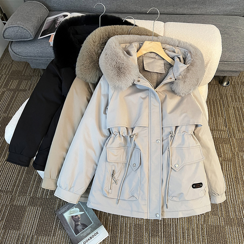 Parka Women's Mid-Length Coat, Cotton-Padded Jacket with Fleece Lining, Thickened, 2025 Winter New Style Cotton Coat, Outerwear, Cotton-Padded Jacket