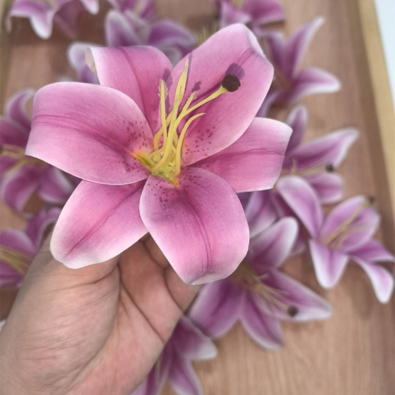 跨境外贸3D百合仿真花批发婚礼庆典花艺装饰造景胶片百合花墙花朵|undefined