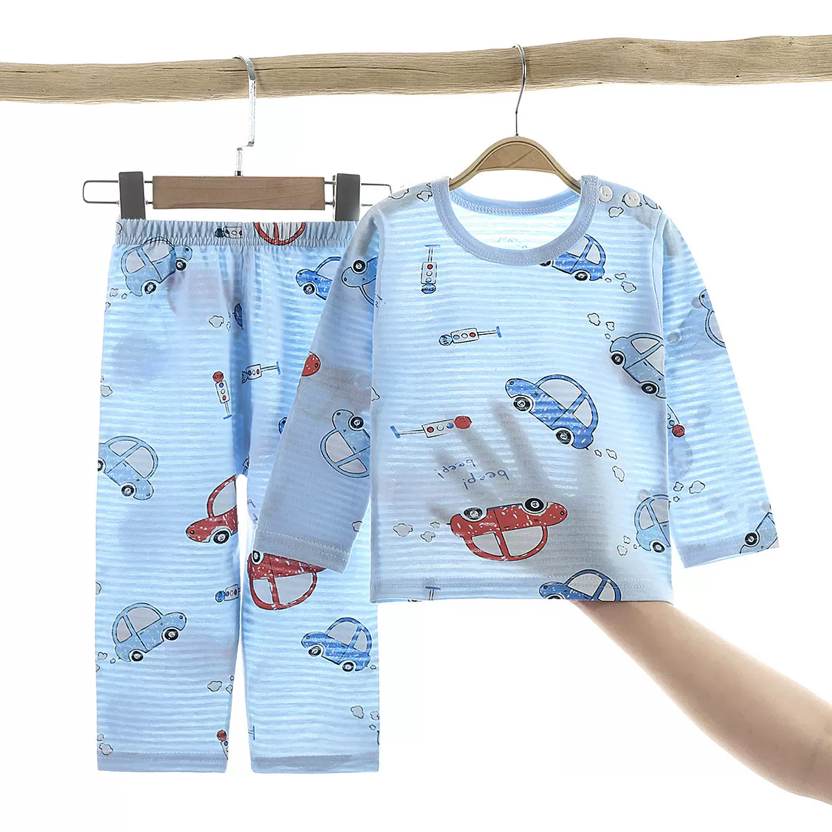 新款儿童家居服睡衣夏季纯棉内衣套装镂空薄款空调服男女童两件套