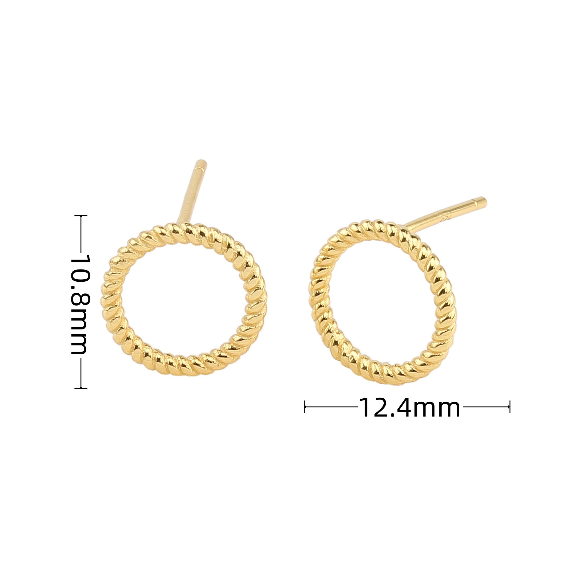 8g Weight 1 Pair 925 Sterling Silver Circle Ear Studs