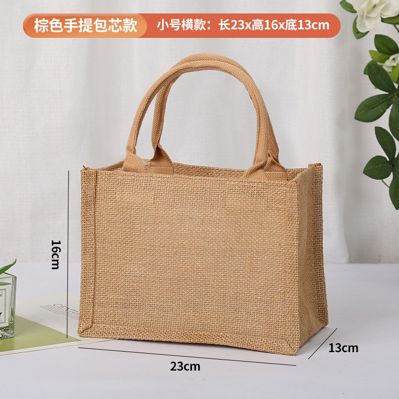 En stock bolsa de lino logotipo imprimible yute bolso de compras Muji en blanco DIY bolso de yute pintado a mano