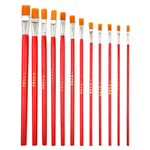 Red Rod Wooden Nylon Wool Oil Brush Acrylic Pigment Gouache Painting Pen Industrial Pen Single Gouline Pen