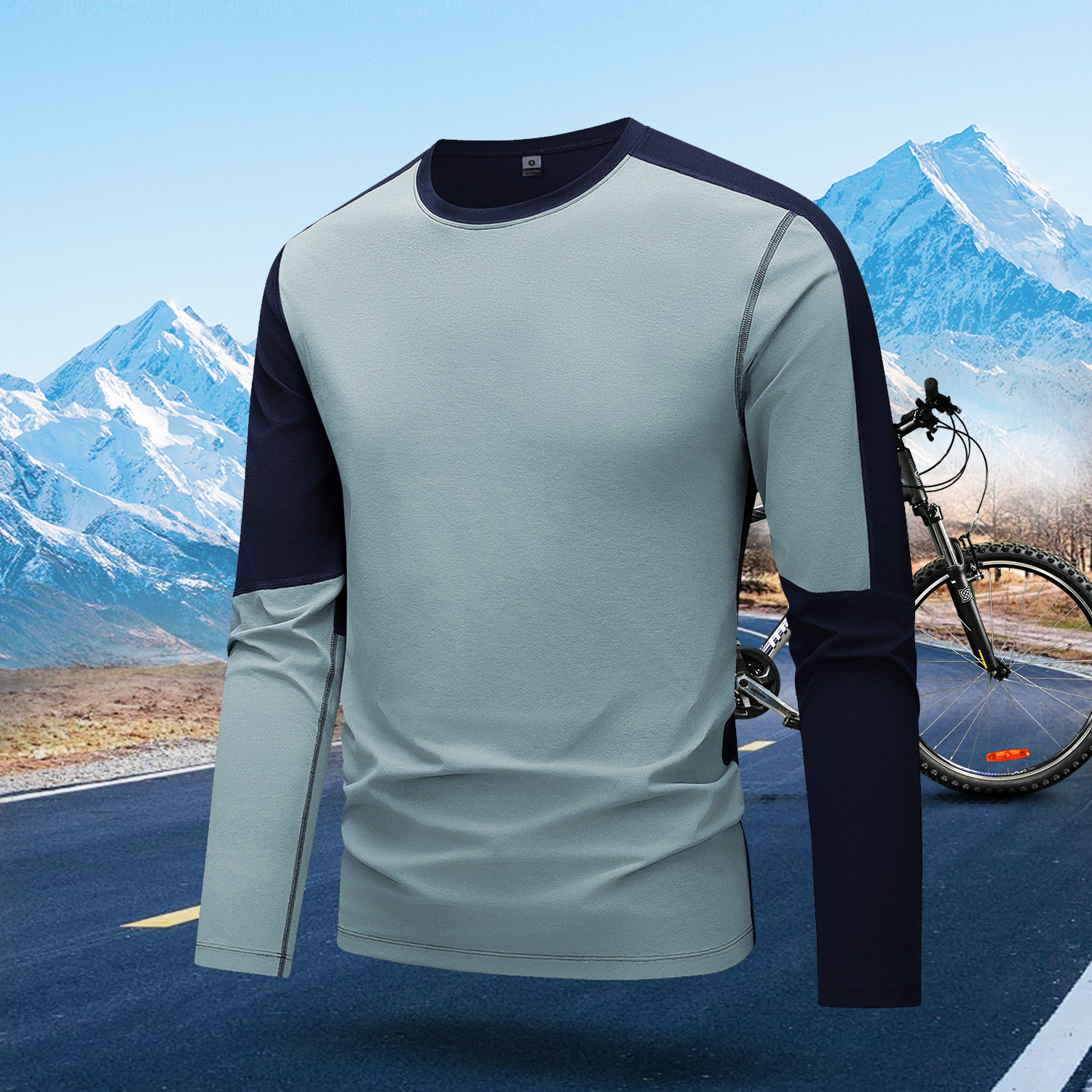 Cycling Tops Cross-Border Supply Manufacturers Direct Sales Spring and Autumn Men's Color Matching Breathable Cycling Jerseys Long Sleeves Ready Stock Wholesale
