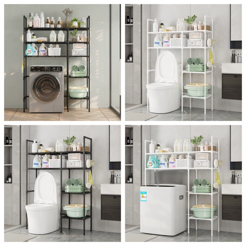 Вместительная полка для хранения над стиральной машиной с подлокотниками на унитазе, многоярусная полка для ванной комнаты