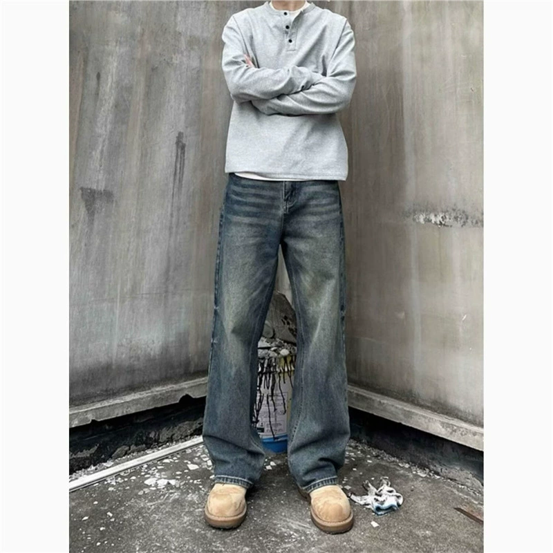 Американские ретро прямые джинсы с сапогами Martin брюки для мужчин осенью и зимой свободные тонкие брюки