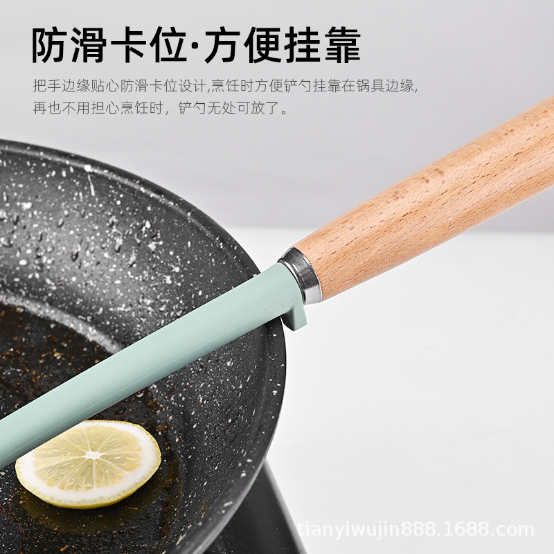 工場現物木柄シリカゲル包鋼シリカゲルシャベルスプーンは鍋専用調理器具にくっつかない高温家庭用シリカゲルシャベル|undefined