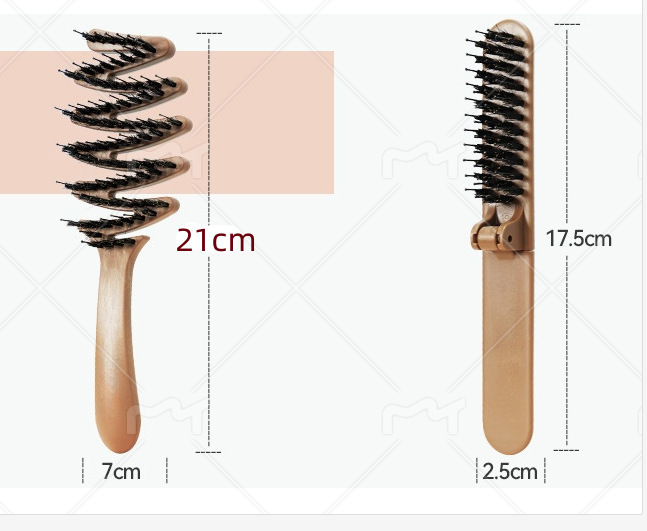 豚毛ふわふわコーム折りたたみヘアケアコームヘアトップふわふわストレートカーリング両用マッサージコーム帯電防止卸売|undefined