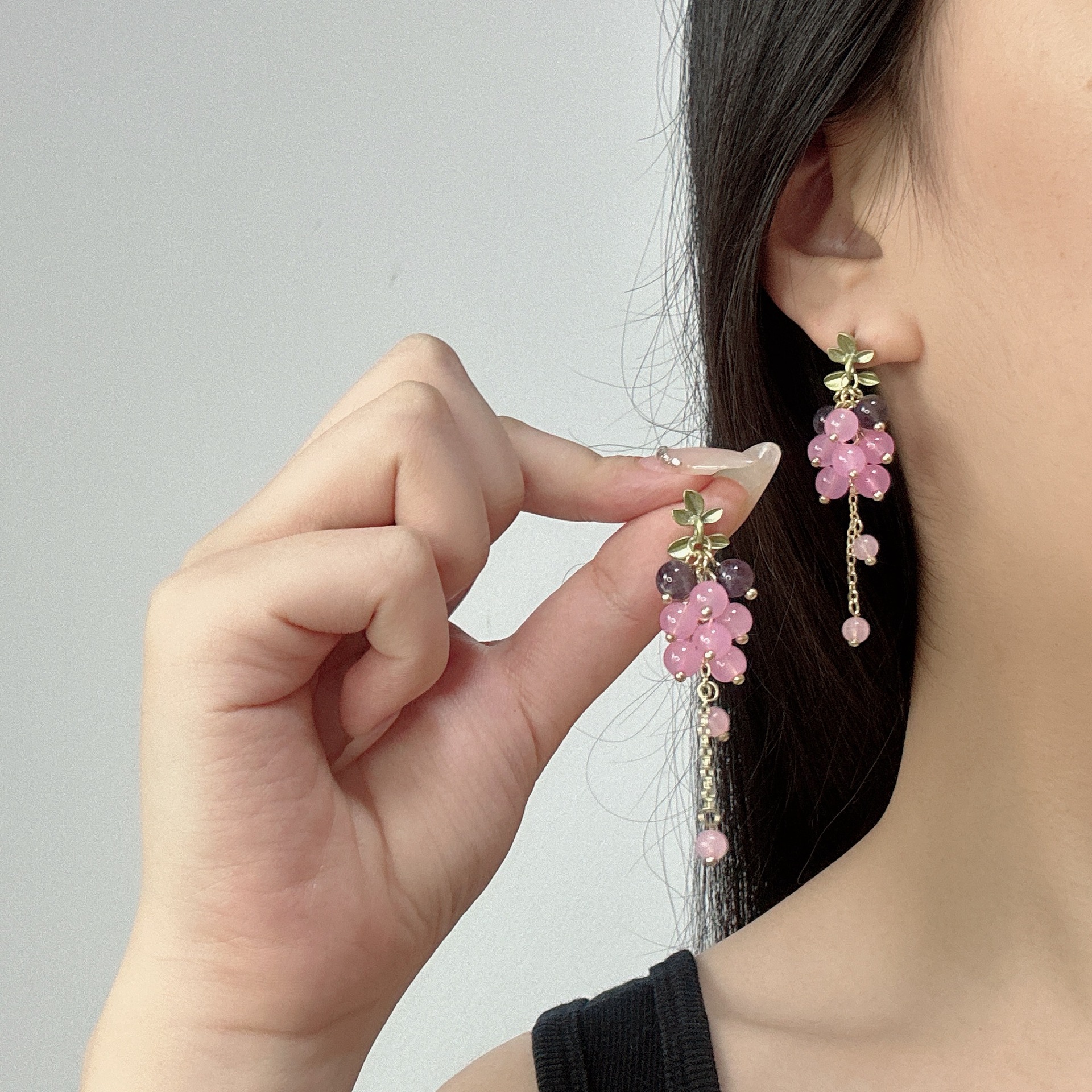 Korean summer long purple sophisticated earrings