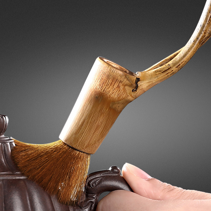 Seis accesorios de té de caballero para pincel de olla de té de bambú con ramas de bambú, conjunto de bolígrafo de olla de té pequeño no pierde pelo creativo clásico de la ceremonia del té