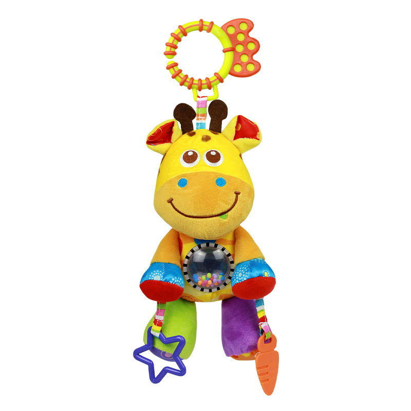 Cama de coche de bebé que cuelga 0-1 años de edad bebé animal cama colgante juguete de peluche con sonajero calmante muñeca cama de coche juguete colgante