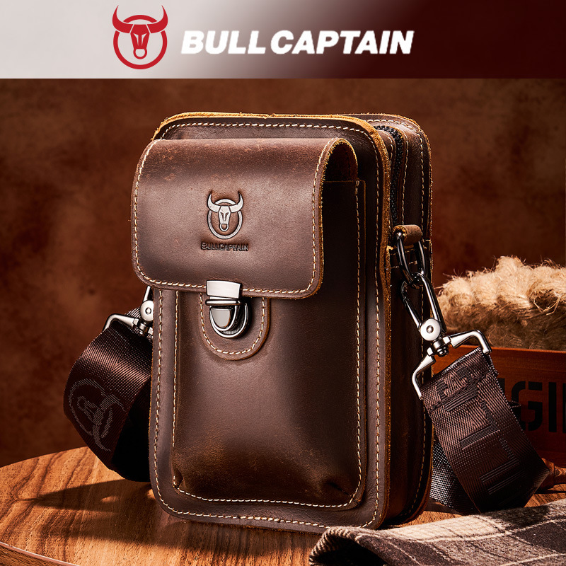 Crazy Horse Leather Men's Genuine Leather Casual Belt Mobile Phone Waist Bag Top Layer Cowhide Multi-Functional Shoulder Crossbody Mobile Phone Bag Crazy Horse Leather Men's Genuine Leather Casual Belt Mobile Phone Waist Bag Top Layer Cowhide Multi-Functional Shoulder Crossbody Mobile Phone Bag