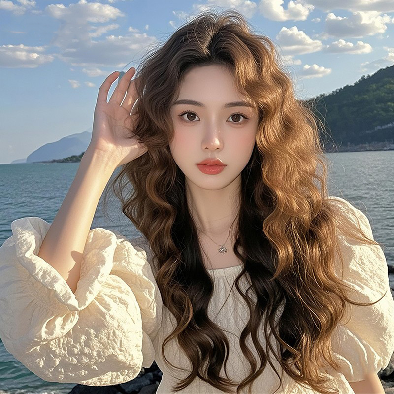 Wig Female Wool Curly Human Retro Lazy Long Curly Hair Natural Lazy Atmosphere Seamless Full Head Wig