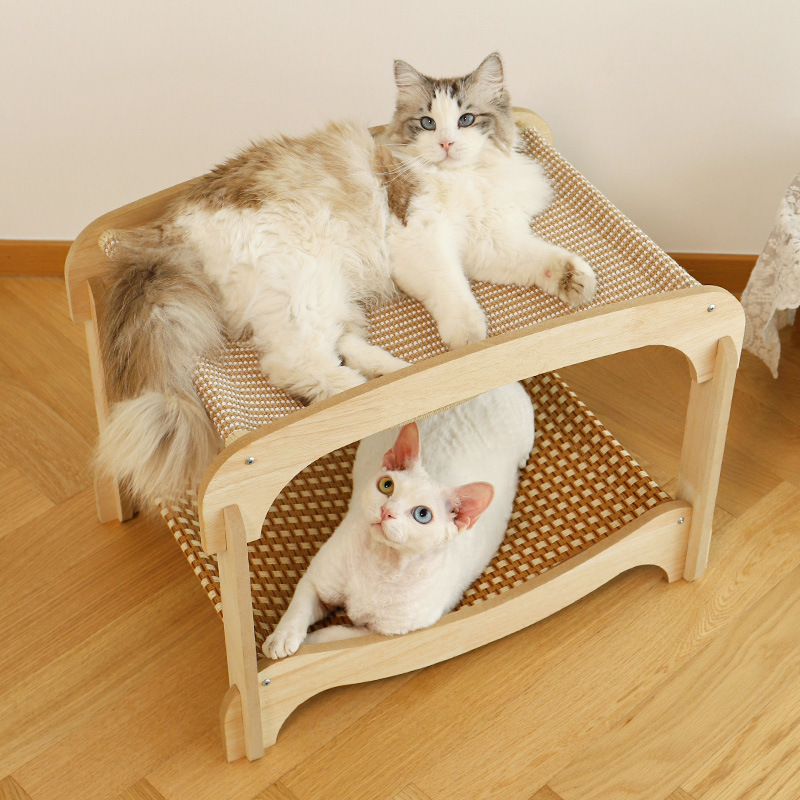 猫スクラッチボード、猫の巣、一体型猫ハンモック、上下2層、オールシーズン対応の籐マット、交換可能なペットベッド|undefined