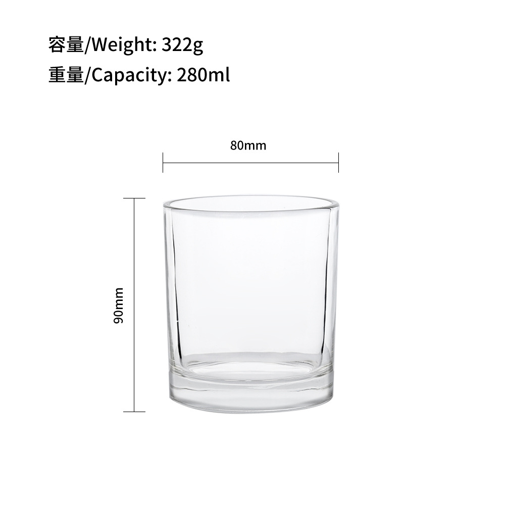 Hot sale Amazon de alta calidad vidrio transparente vela taza taza de frasco de frasco de frasco de frasco 80 90