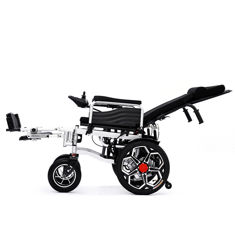 silla de ruedas eléctrica carro de mano de ancianos ajustable totalmente reclinado portátil plegable multifuncional de cuatro ruedas para personas mayores