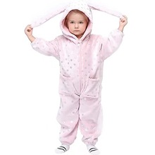 新品秋冬季法兰绒卡通动物连体睡衣烫金圆点兔儿童家居服现货批发