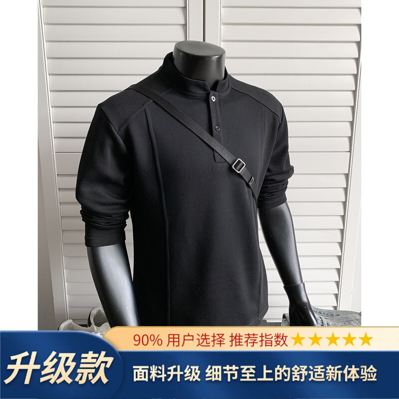 美式Polo亨利衫男长袖t恤春秋潮流cleanfit内搭休闲男装打底卫衣|undefined