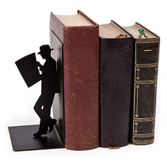 New Iron Character Book Stand and Bookshelf Ornament, Simple Modern European Style Study Room Knight Reading Newspaper Book Stand