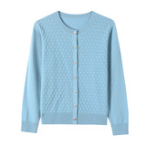 时尚提花休闲针织全毛外套圆领纯羊毛妈妈装秋冬新款中年毛衣开衫，女装针织衫/毛衣，妃慕昵服饰