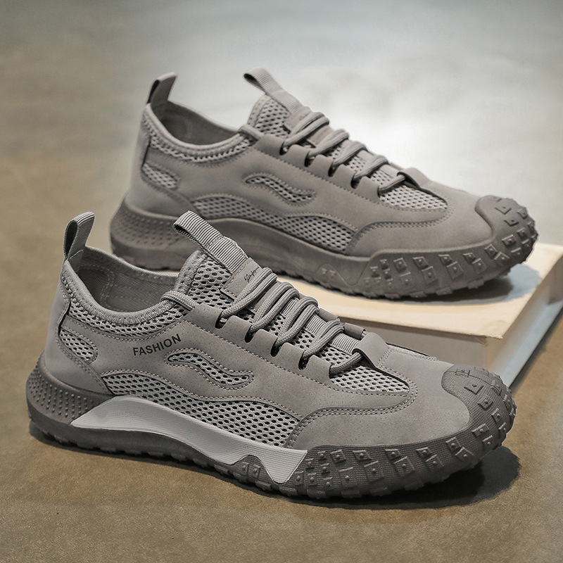 Zapatos de seguro laboral, zapatos de hombre, malla transpirable de verano, zapatos de red huecos, zapatos deportivos, zapatos de trabajo al aire libre de ocio antideslizantes y resistentes al desgaste