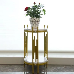 Flower shelf Golden Nordic light luxury flower shelf wedding decoration floor iron living room shelf creative sofa side table