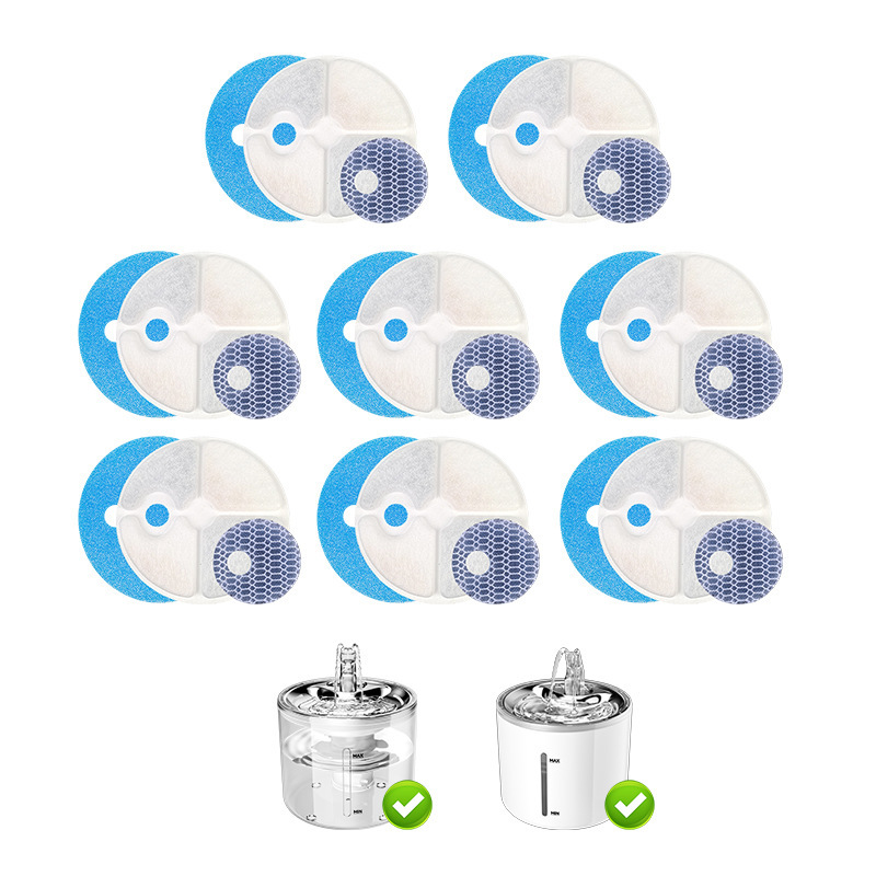 Dispensador de agua para perros y gatos, filtro de algodón, carbón activado, adecuado para una variedad de bebederos para mascotas, filtro de impurezas del cabello, agua de circulación