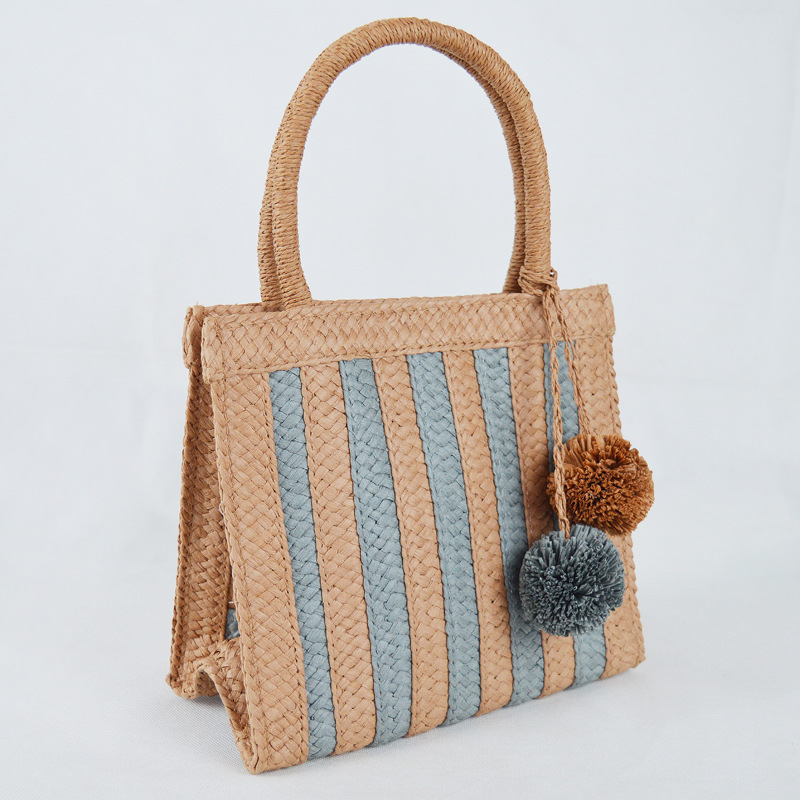 Women's Medium Straw Color Block Vintage Style Classic Style Square Open Straw Bag display picture 2