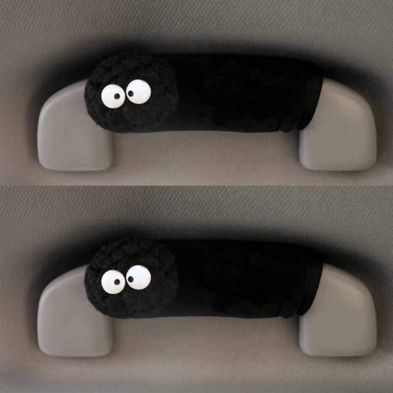 Nuevos productos lindos guantes de tirada de bola de carbón negro guantes de automóviles universales frenos manija de puerta interior cubierta de protección decoración de automóviles