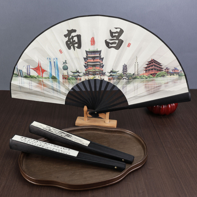 10inch 男性ファン南昌滕王閣観光名所お土産文化創造お土産広告ファン古代スタイル扇子卸売|undefined