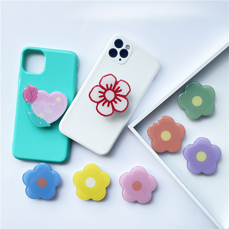 Cross-border trade creative acrylic tulip flower glue lazy telescopic folding mobile phone airbag bracket wholesale