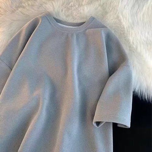 2025 New Summer Loose Trend 5/8 Sleeve Honeycomb Short-Sleeve T-Shirt for Men and Women, Casual and Versatile T-Shirt