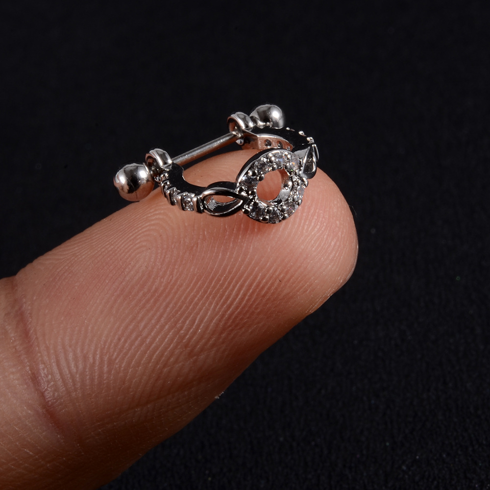 1 Piece Quantity Daily Occasion 1 Piece Ear Cartilage Rings & Studs Lady Leaves Heart Shape 304 Stainless Steel Copper Zircon Inlay Zircon 18K Gold Plated