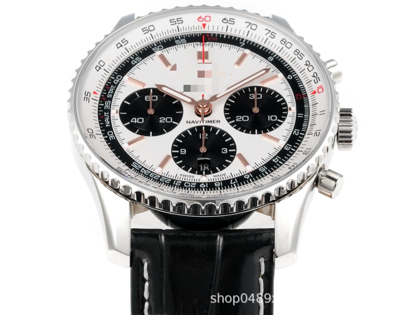 Mechanical wristwatch, aviation chronograph, stainless steel