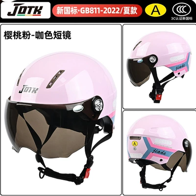 Motosiklet kaskı (dəbilqə) Women, All-Season Use, Half Helmet for - summer-cherry-pink-ribbon-brown-short-glasses