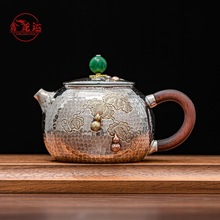 银壶999纯银纯手工一张打葫芦西施泡茶壶福禄高端银茶具