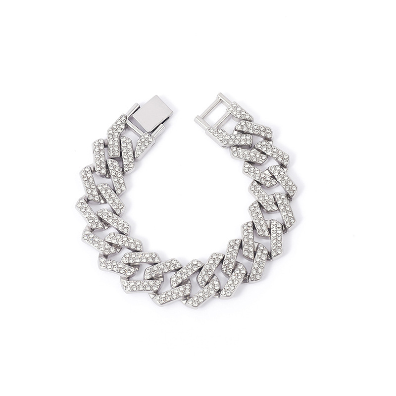 Cuban Link Chain Bracelet With Diamonds For Women And Men_voghion.com