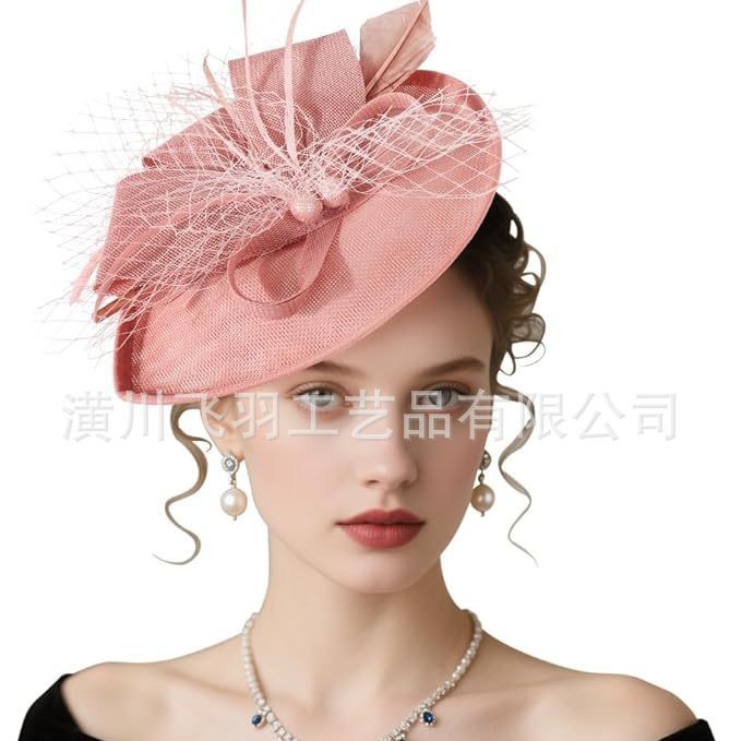 Popular Amazon Top Hat Headwear Horse Racing Festival Hat Tea Party Headwear Retro Feather Head Flower Hair Accessory Top Hat for Women