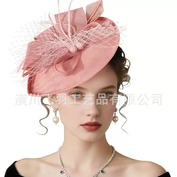 Popular Amazon Top Hat Headwear Horse Racing Festival Hat Tea Party Headwear Retro Feather Head Flower Hair Accessory Top Hat for Women