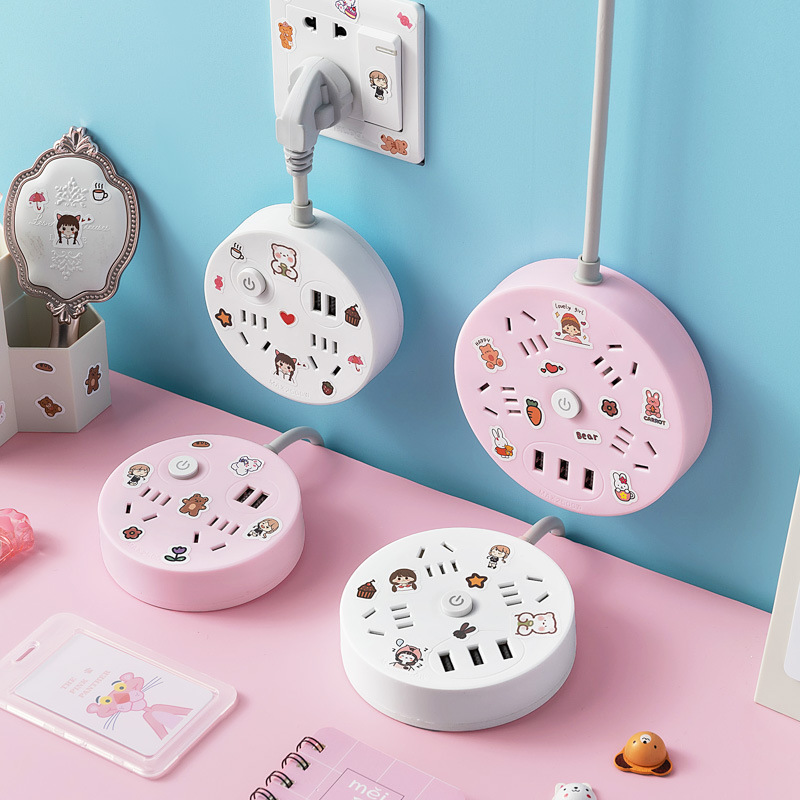 Multifunctional plug-in board, cartoon smart socket, USB extension cord, DYIY creative plug-in gift box, storage terminal board