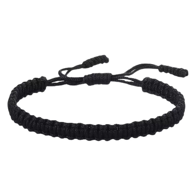 [Cross-border hot sale] Xizang hand-woven diamond knot flat knot colorful lucky hand rope lovers friendship bracelet