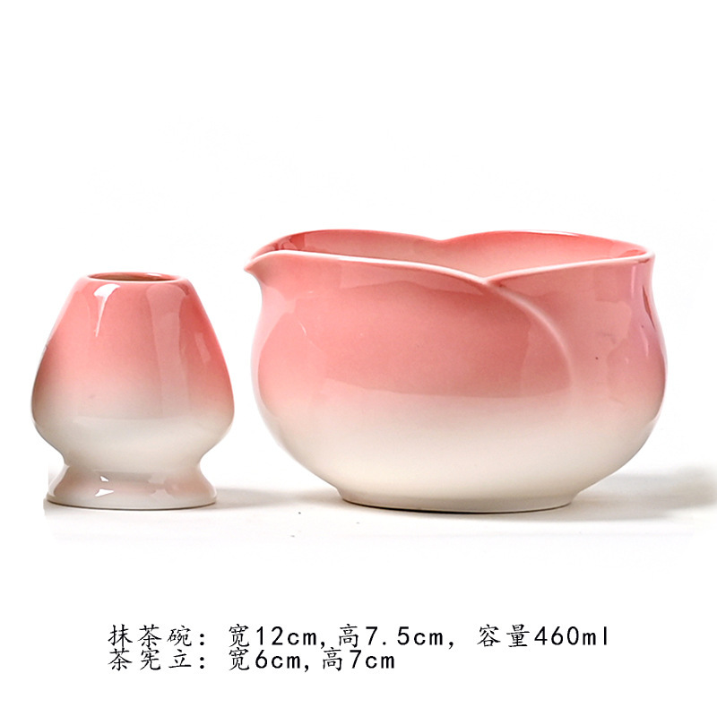 正中九件套花苞粉色抹茶碗陶瓷套装亚马逊日式百本立窑变爱心梅花|undefined