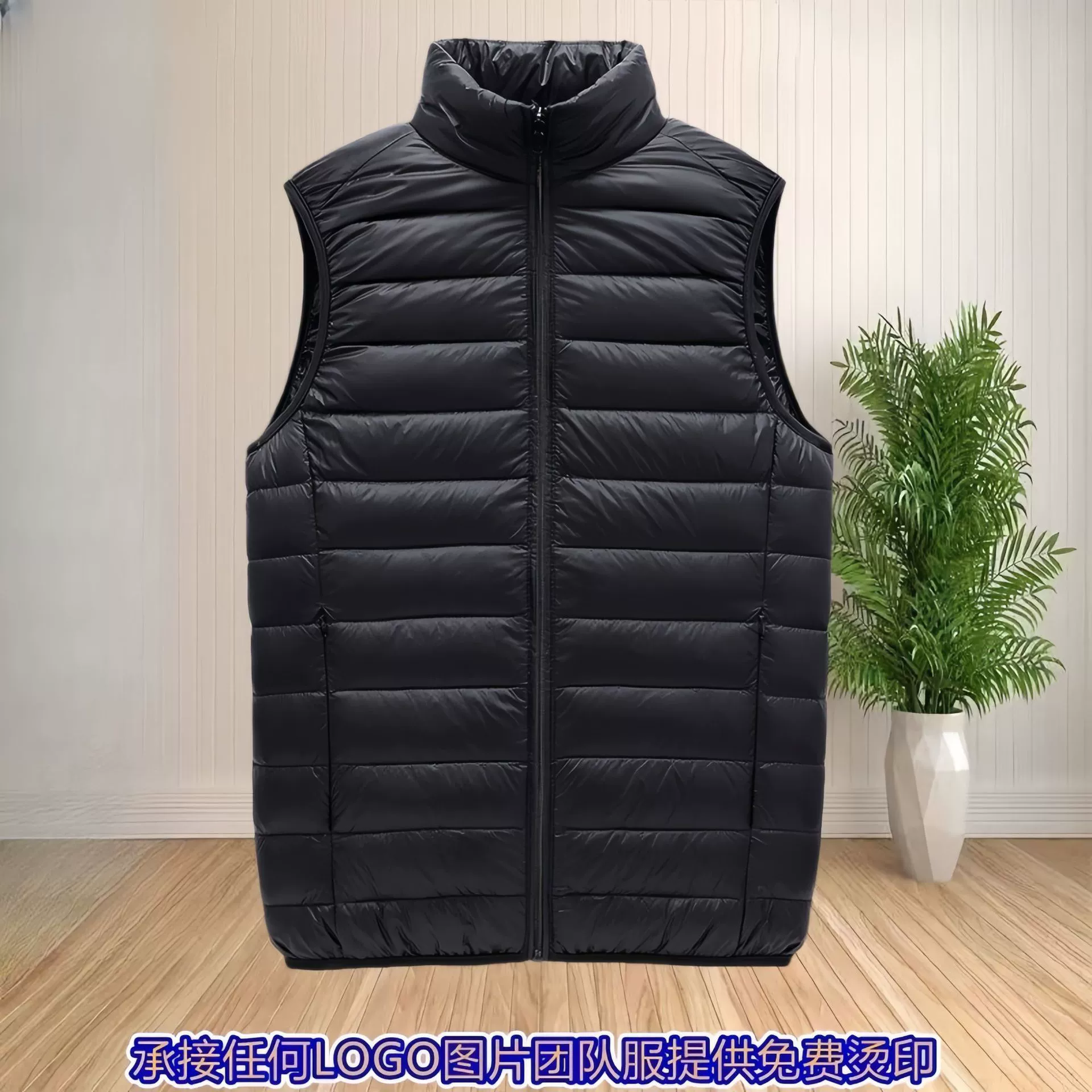 Vest with down, demi-season fashionable down jacket, feather stuffing