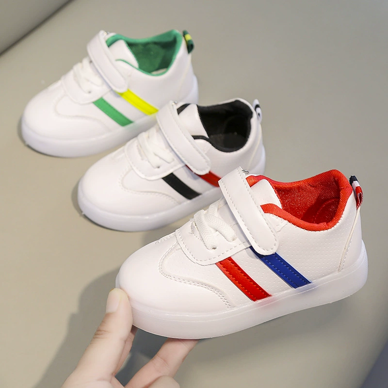 2021 весна и осень новая детская обувь со светодиодной подсветкой для мальчиков Спортивная Белая обувь для девочек красочные блестящие туфли на плоской подошве